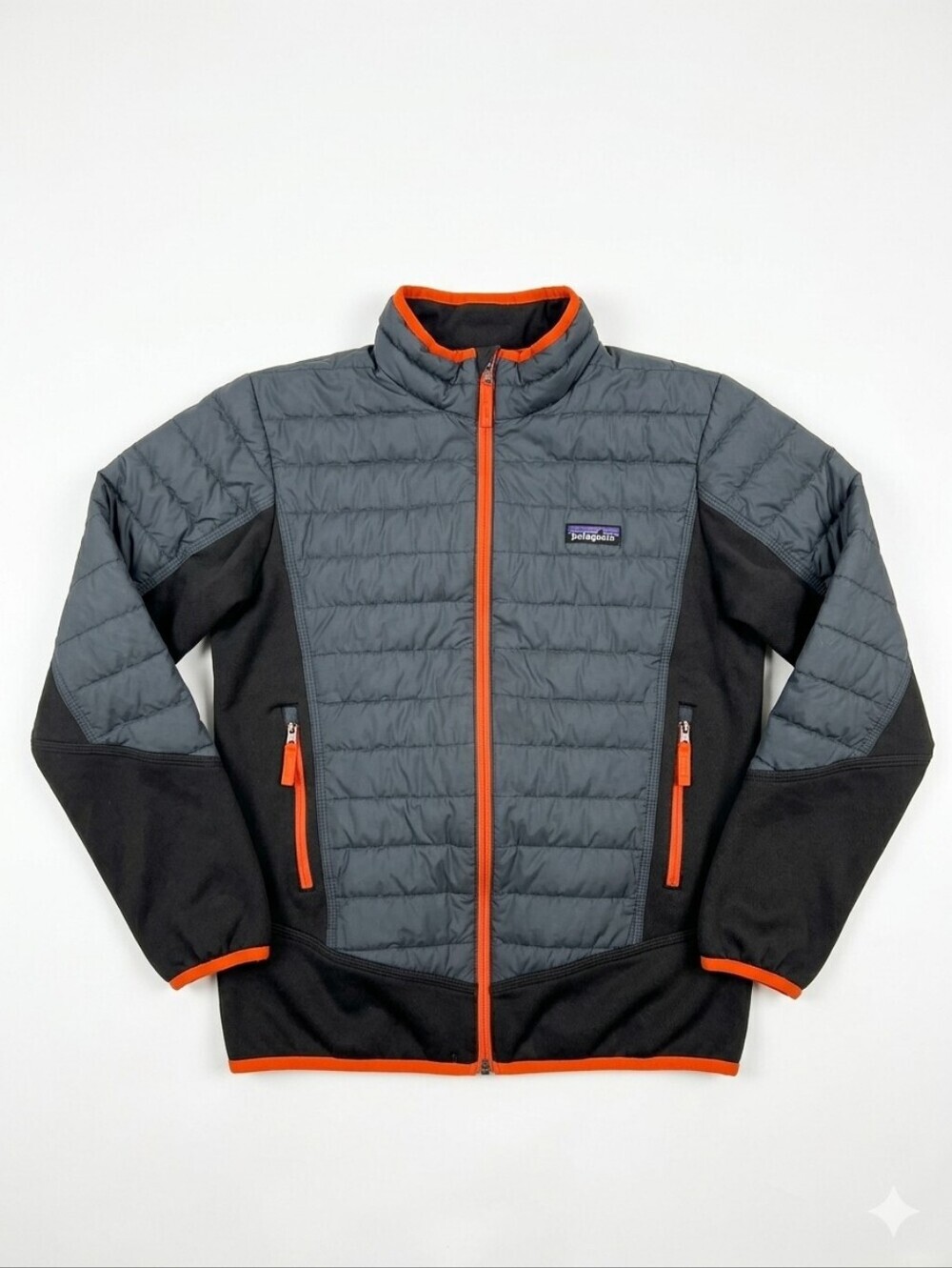 Patagonia Boys Down Hybrid Jacket Kids L 12 Full Zip Pockets Outdoor Hike Rare